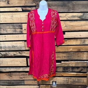 Hirwa‎ Made In India Pink Embroidered Ethnic Kurti Dress Size XXL
